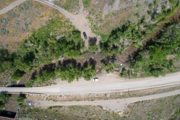 Tranquille River May 19, 2018 Aerial photography monitoring Tranquille River water levels near Kamloops British Columbia