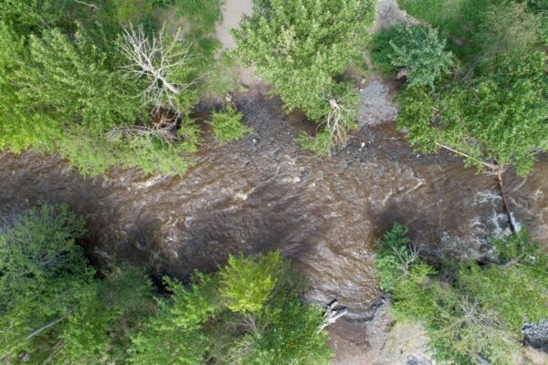 Tranquille River May 19, 2018 Aerial photography monitoring Tranquille River water levels near Kamloops British Columbia