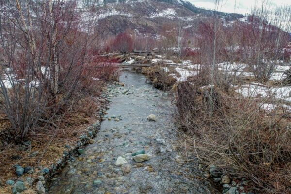 UAV aerial photos at Fishtrap Creek Westsyde Fishtrap Creek ground level view March 30, 2018