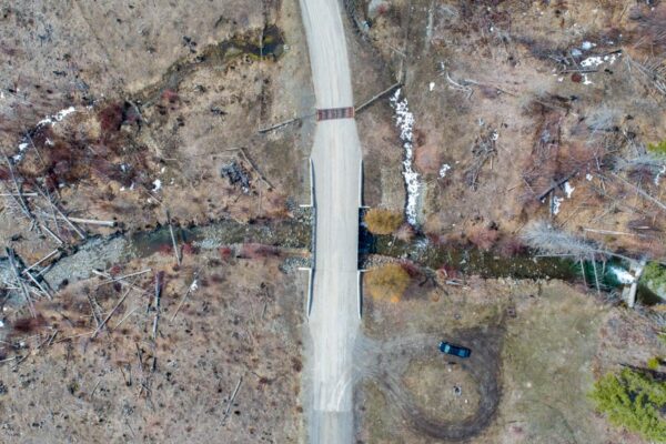 UAV aerial photos at Fishtrap Creek Westsyde Fishtrap Creek aerial view April 9, 2018