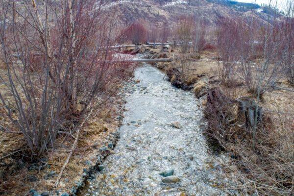 UAV aerial photos at Fishtrap Creek Westsyde Fishtrap Creek ground level view April 9, 2018