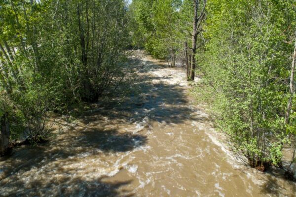UAV aerial photography at Tranquille River Kamloops North Thompson Fishtrap Creek ground level view May 8, 2018