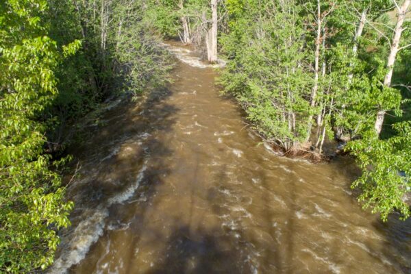 Tranquille River May 12, 2018 Tranquille River oblique aerial view May 12, 2018