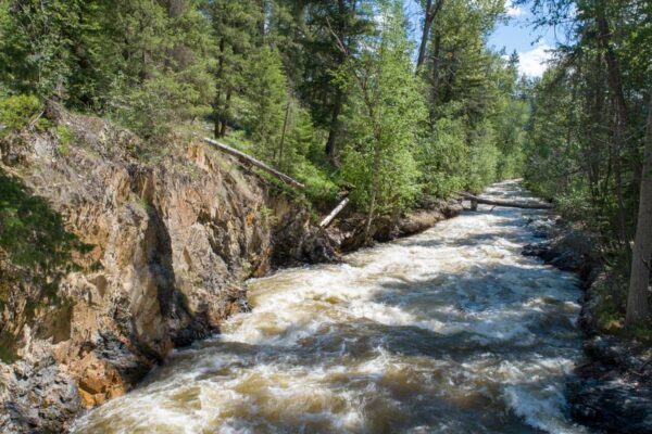 Jamieson Creek at kilometre 1.0 May 20, 2018 Aerial videography monitoring Jamieson Creek water levels at kilometre 1.0 near Kamloops British Columbia May 20, 2018