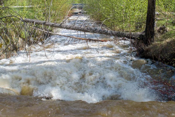 Aerial photography monitoring the Fishtrap Creek water levels near Barriere British Columbia